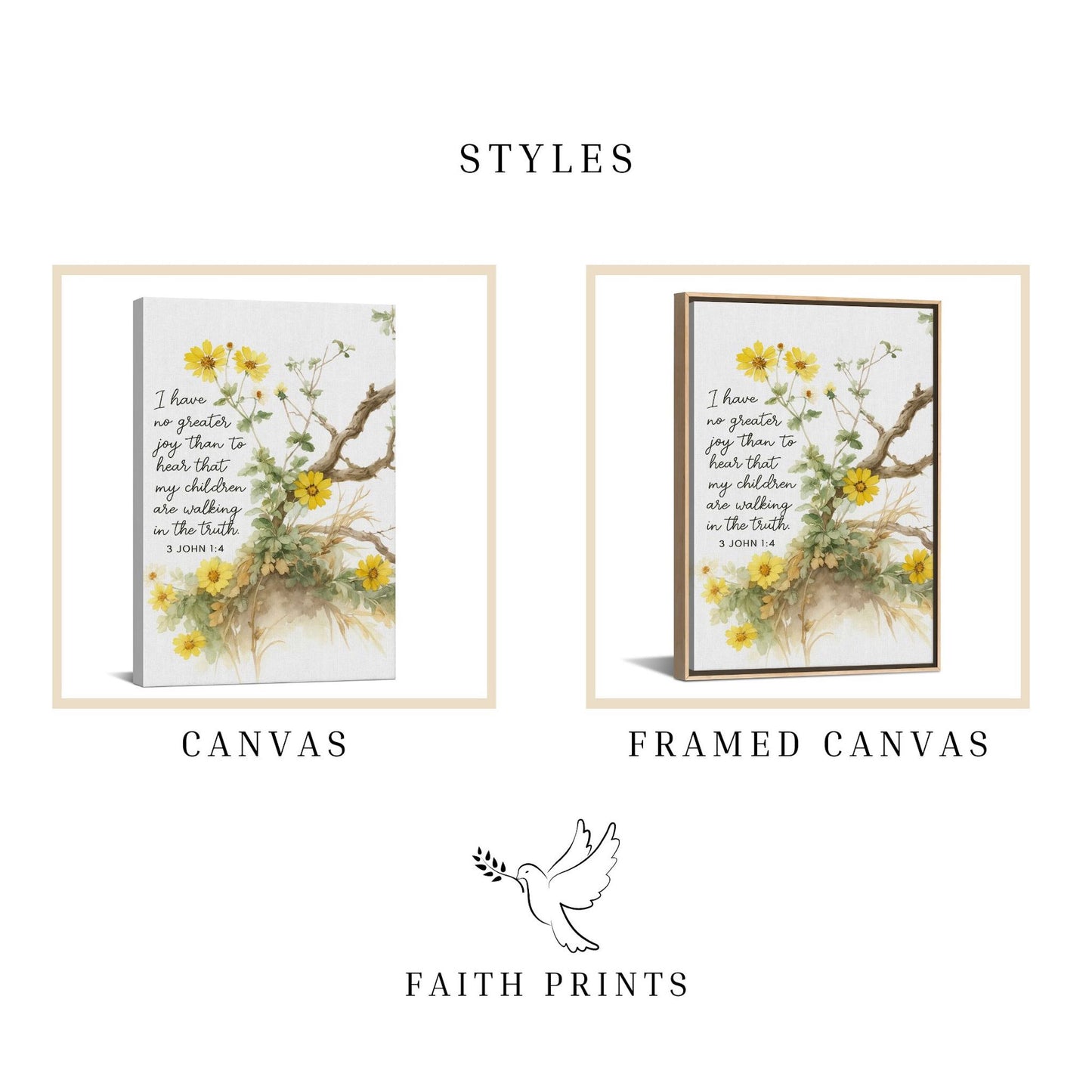 3 John 1:4 Botanical Style - Canvas
